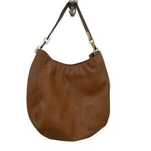Michael Kors Fulton Large Hobo Bag Purse Pebble Leather Brown Cognac